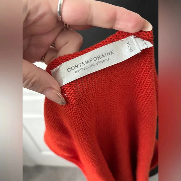 Contemporaine by Simons | Orange Knit Sweater Vest | Size XL - Picture 6 of 8